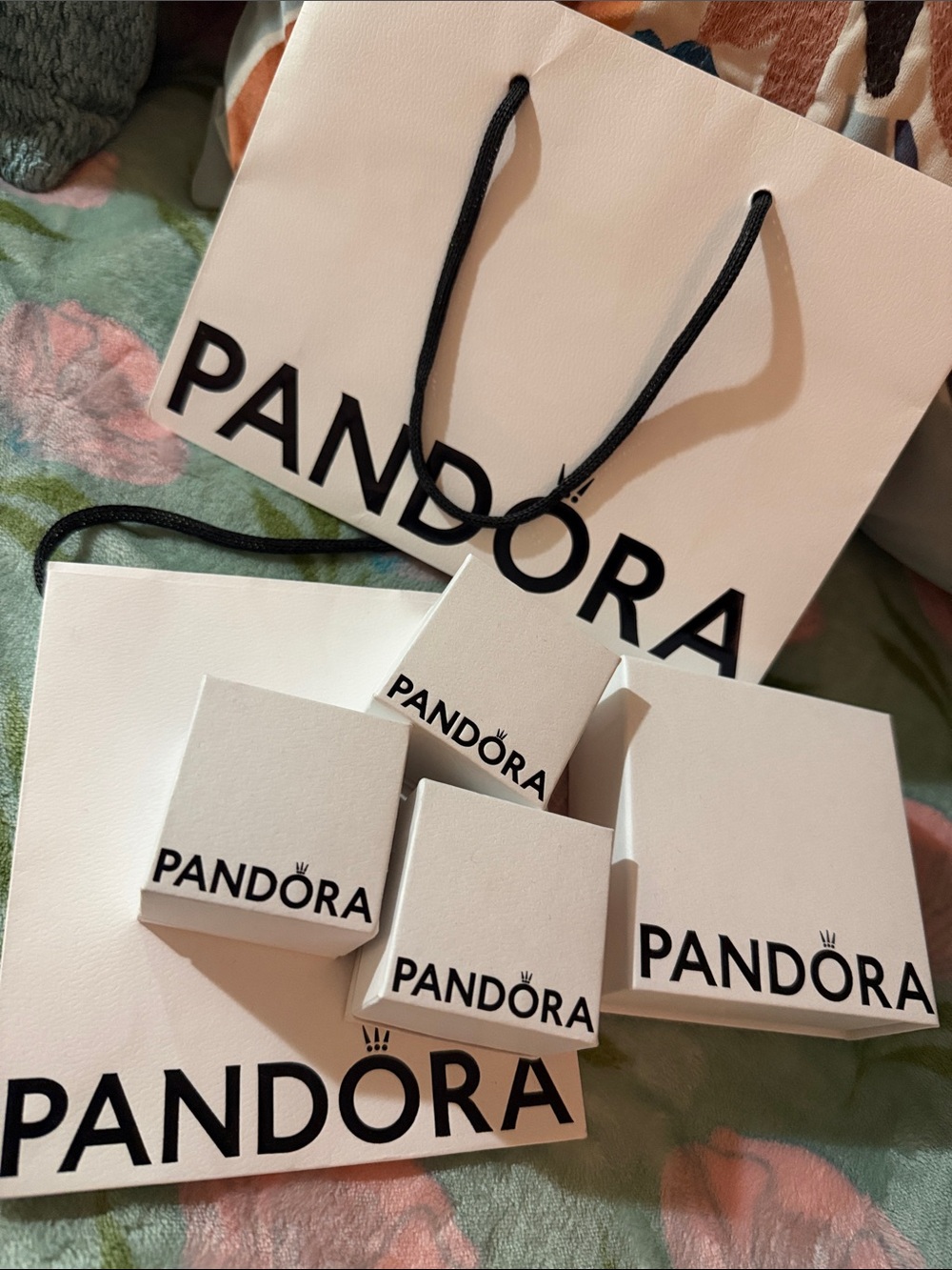 Pandora White and Black Branded Gift Boxes and Bag